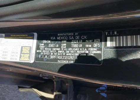 2025 Kia K4 Lxs из США, поврежденный, VIN 3KPFT4DE2SE028214